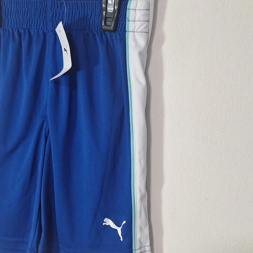 Puma Kids Tee Tank Shorts Set White and Blue Logo 3 Piece Set